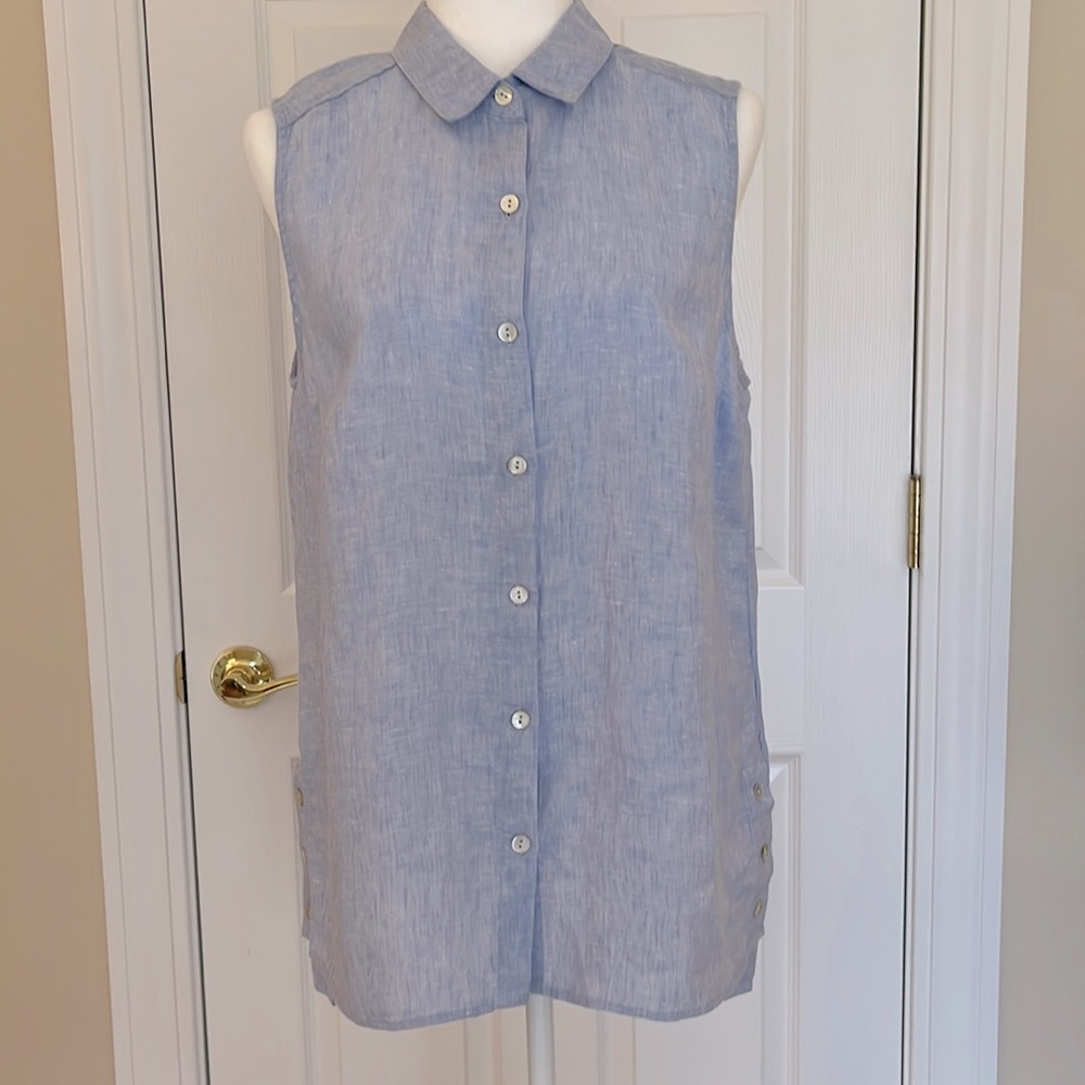 Jones New York Sleeveless Linen Button-front Tunic
